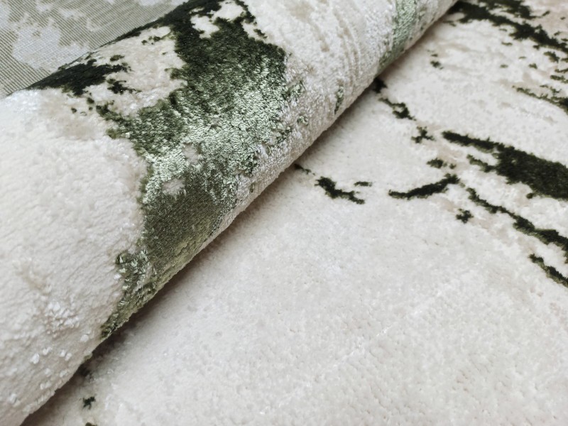 Dywan nowoczesny Stone marmur kremowy zielony glamour z błyszczącą nitką