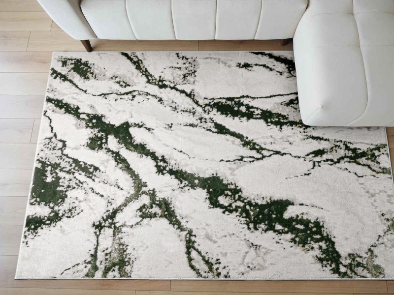 Dywan nowoczesny Stone marmur zielony glamour z błyszczącą nitką do salonu