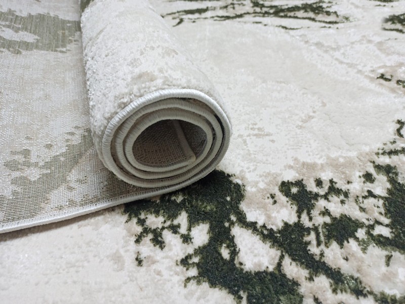 Dywan nowoczesny Stone marmur kremowy zielony glamour z błyszczącą nitką