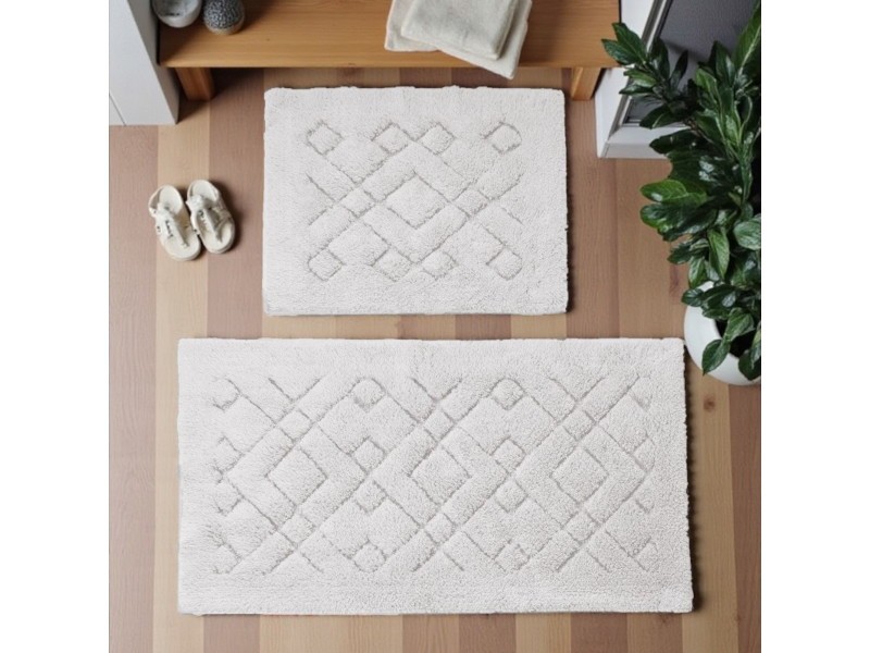 Dywaniki łazienkowe bawełniane komplet Boston 12 ecru kremowy miękkie można prać