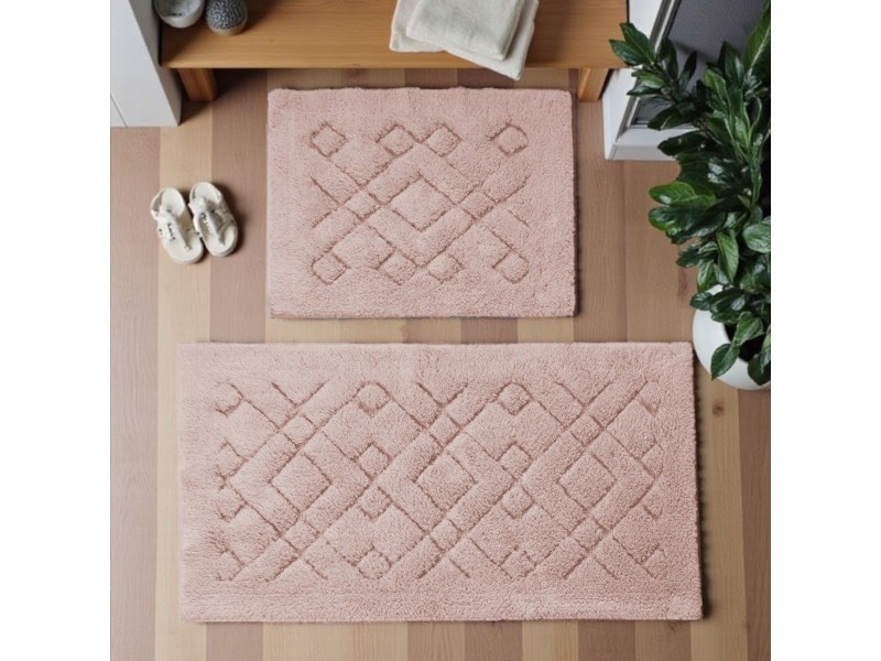 Dywaniki łazienkowe bawełniane komplet Boston 12 pink różowe miękkie można prać