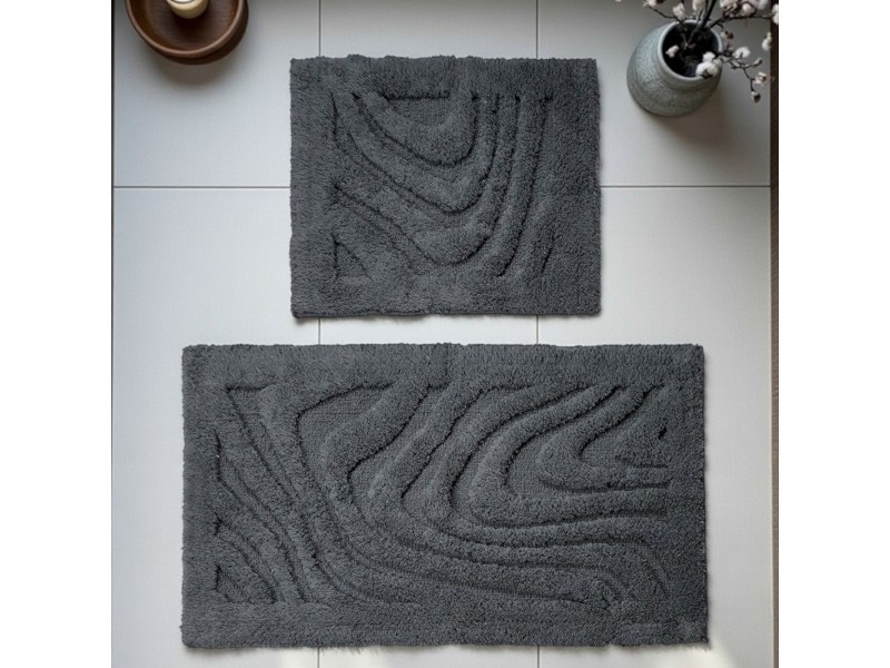 Dywaniki łazienkowe bawełniane komplet Boston 11 grafitowe miękkie można prać