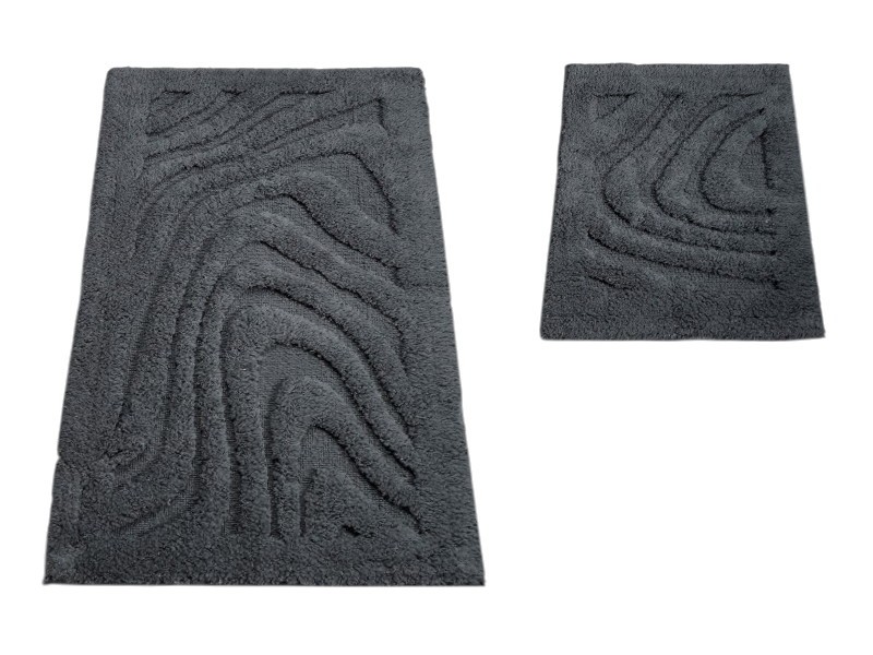 Komplet dywaników łazienkowych Boston 11 grafitowe prążki z bawełny