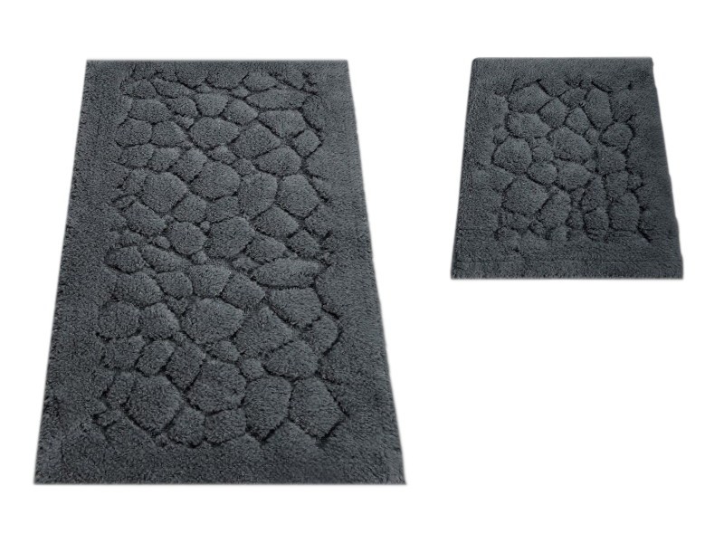 Komplet dywaników łazienkowych Boston 10 grafitowe kamienie z bawełny