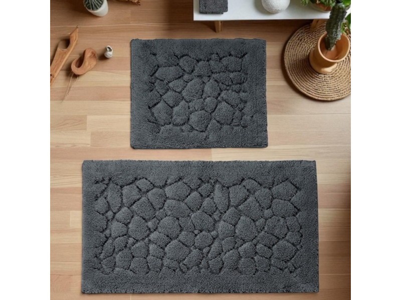 Dywaniki łazienkowe bawełniane komplet Boston 10 grafitowe miękkie można prać