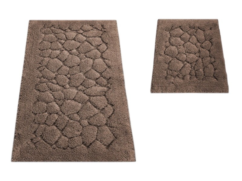 Komplet dywaników łazienkowych Boston 10 brown brązowe kamienie z bawełny