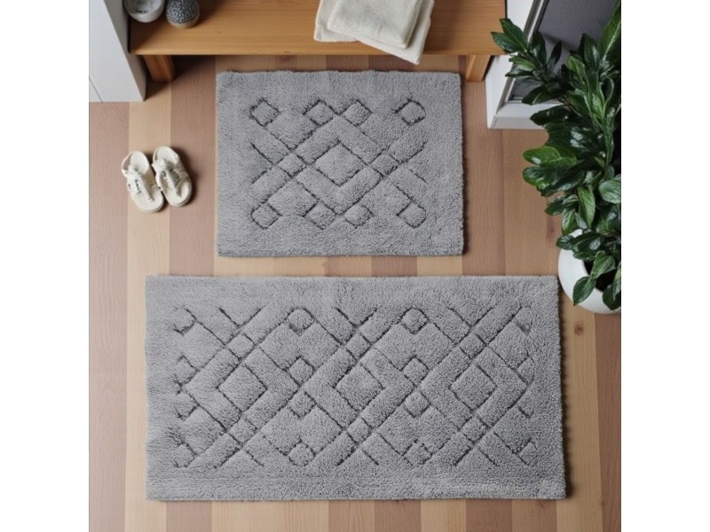 Dywaniki łazienkowe bawełniane komplet Boston 12 grey szare miękkie można prać