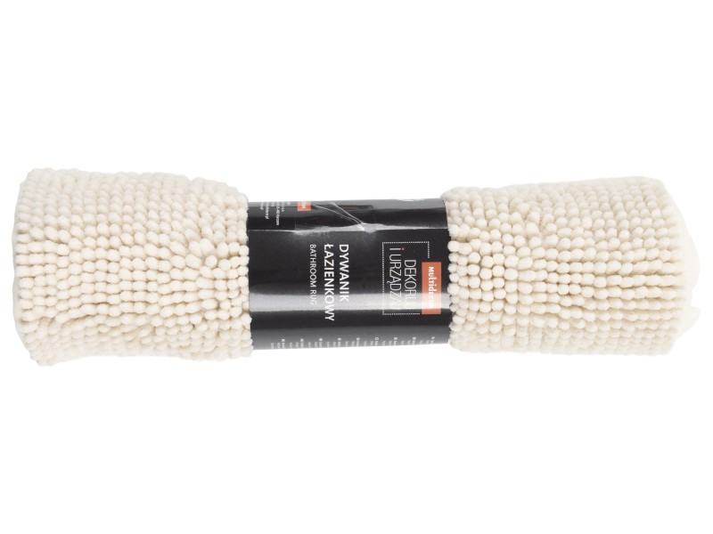 Dywanik łazienkowy antypoślizgowy Chenille soft mata makaron ivory