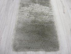 Dark beige patchwork faux leather rectangle rug