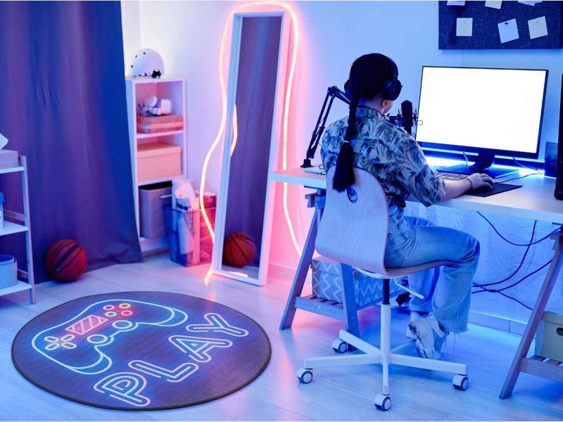 Dywan antypoślizgowy Print 3D play okrągły
