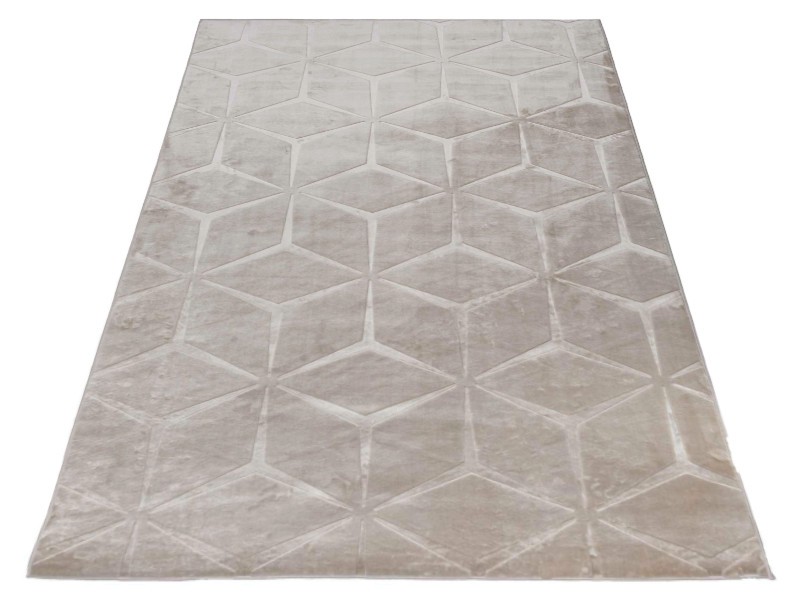 Dywan do sypialni glamour 3D Alaska beżowy geometryczny