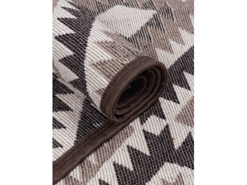 Dywan Kilim Soft aztecki beżowo brązowy z frędzlami