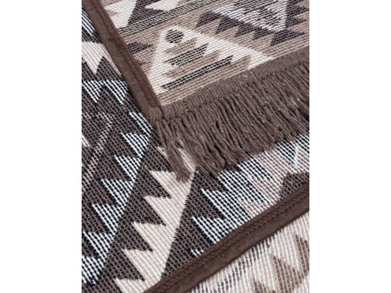 Dywan Kilim Soft aztecki beżowo brązowy z frędzlami