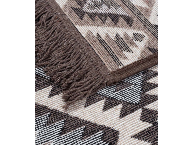 Dywan Kilim Soft aztecki beżowo brązowy z frędzlami