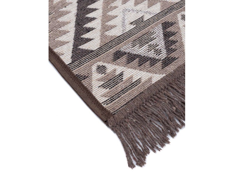 Dywan Kilim Soft aztecki beżowo brązowy z frędzlami