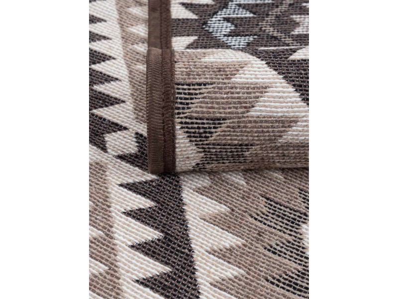 Dywan Kilim Soft aztecki beżowo brązowy z frędzlami