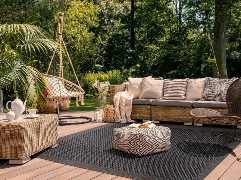 Dywan sznurkowy tkany na płasko Express New Outdoor gładki antracytowy na taras