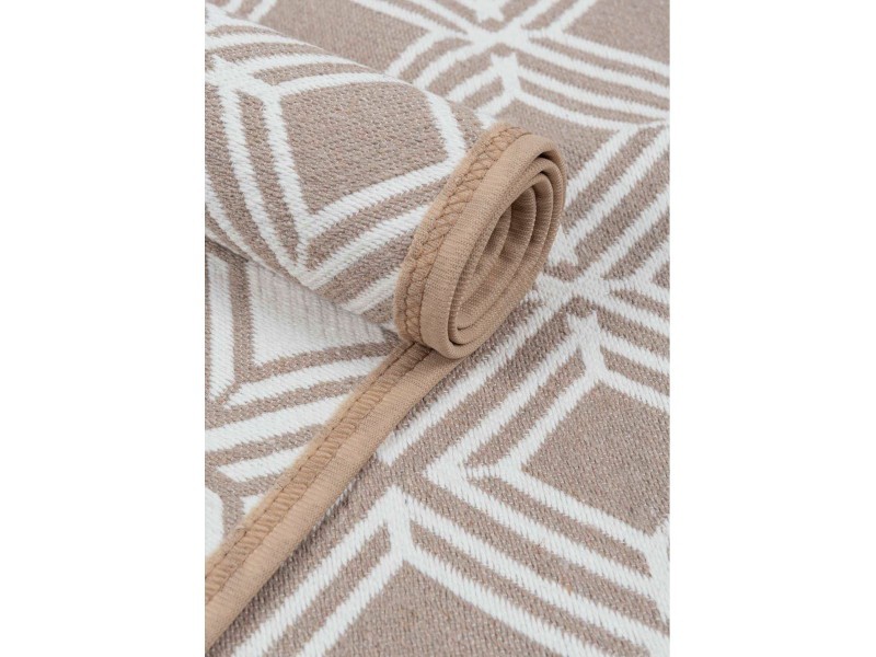 Dywan Kilim Soft geometria beżowo ivory z frędzlami