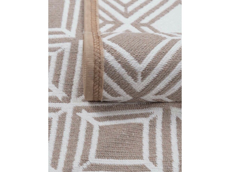 Dywan Kilim Soft geometria beżowo ivory z frędzlami