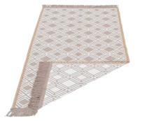 Dywan Kilim Soft geometria beżowo ivory z frędzlami
