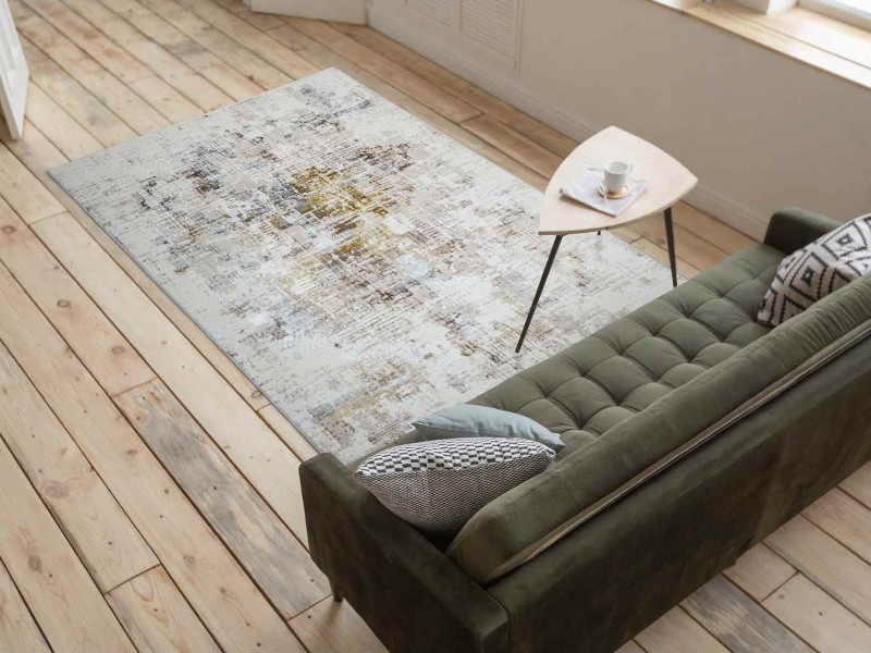 Dywan nowoczesny Creation abstrakcja beżowy z błyszczącą nitką do salonu