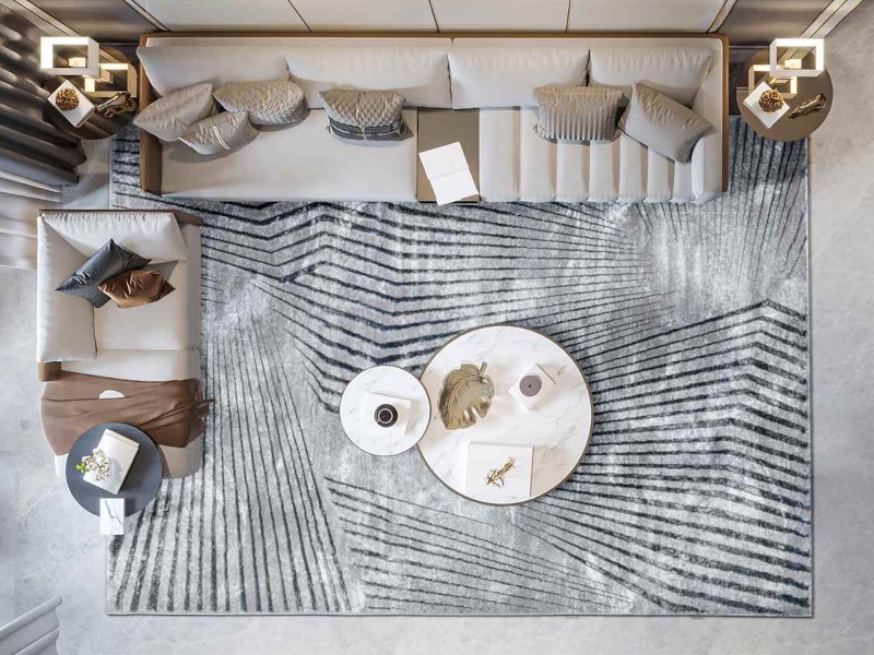 Dywan nowoczesny Grece abstrakcyjny szary miękki błyszczący do salonu