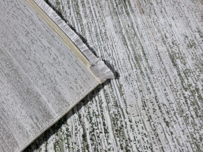 Dywan premium Exclusive 412 kremowy zielony z frędzlami miękki do sypialni