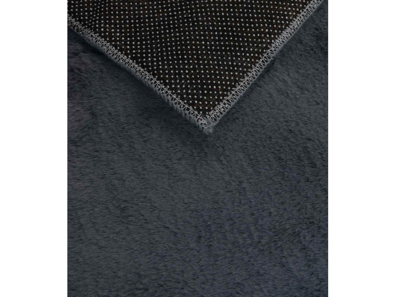 Dywan typu shaggy pluszowy Rabbit 3D modern ciemny szary