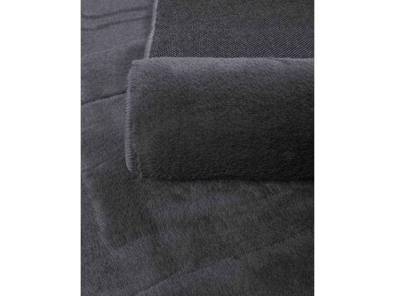 Dywan typu shaggy pluszowy Rabbit 3D modern ciemny szary