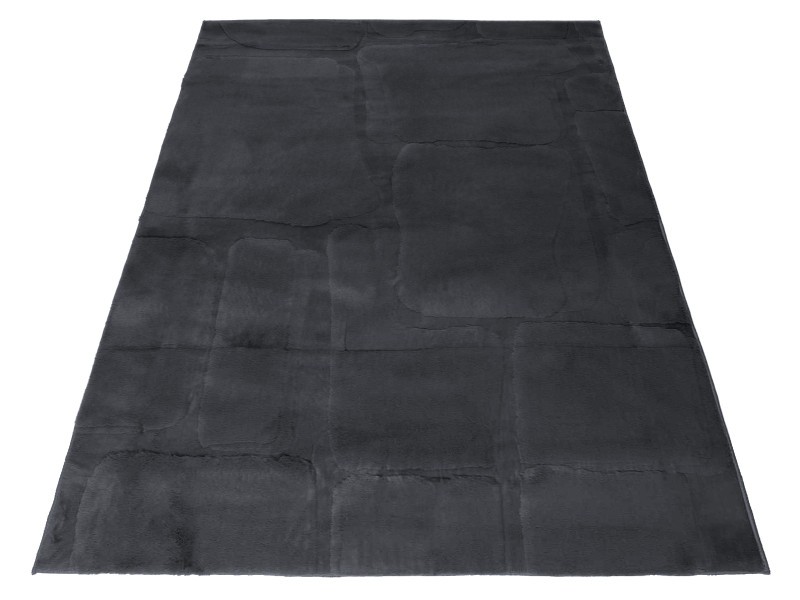 Dywan typu shaggy pluszowy Rabbit 3D modern ciemny szary do sypialni