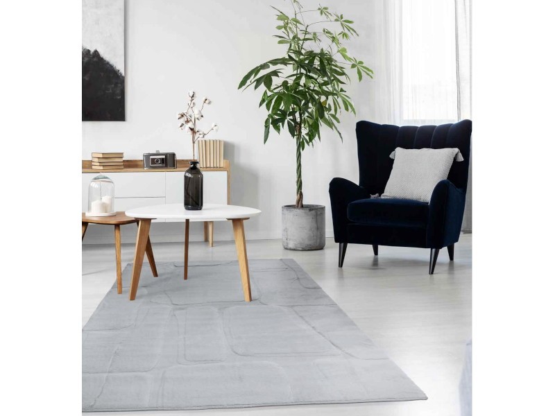 Dywan typu shaggy pluszowy Rabbit 3D modern jasny szary do salonu