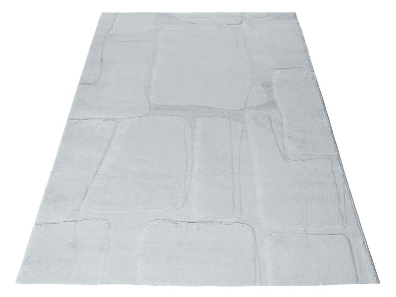 Dywan typu shaggy pluszowy Rabbit 3D modern jasny szary do sypialni