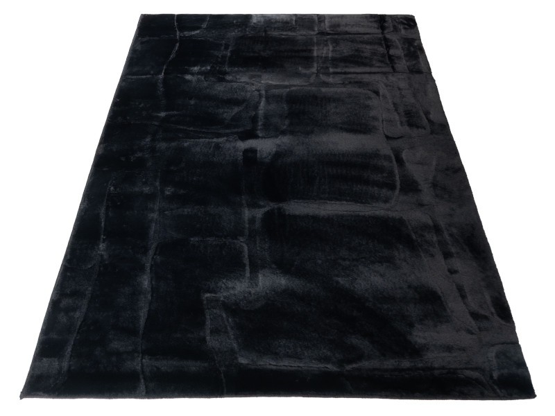 Dywan typu shaggy pluszowy Rabbit 3D modern czarny do sypialni