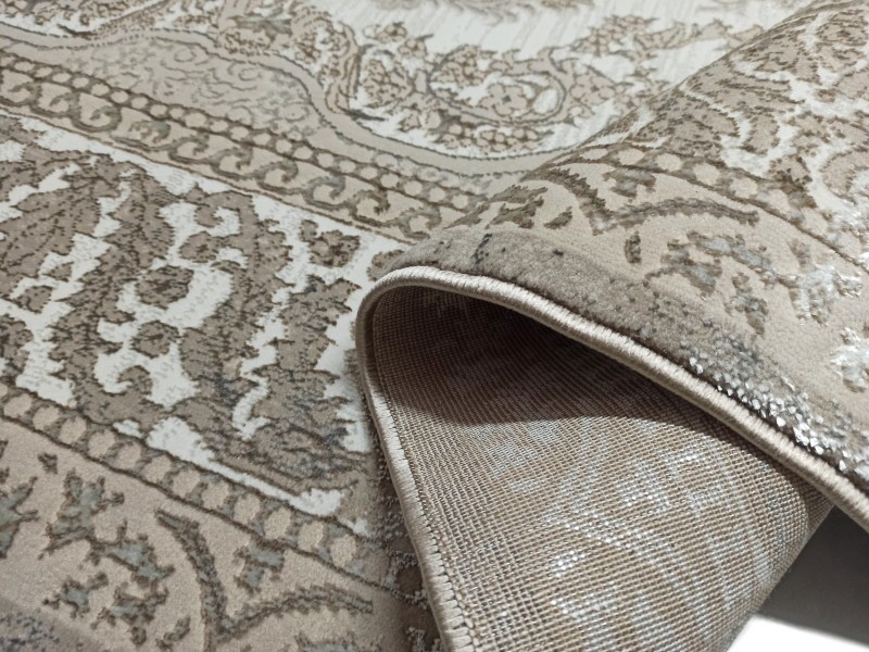 Dywan glamour Luna Z166B light beige vizon z błyszczącą nitką do salonu