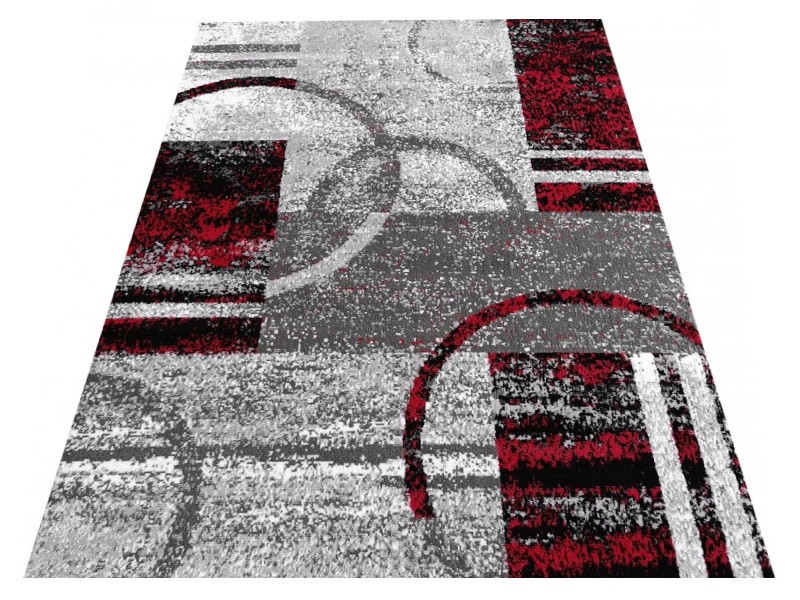Dywan BCF Soho 19 red szaro czerwony geometryczny nowoczesny do salonu