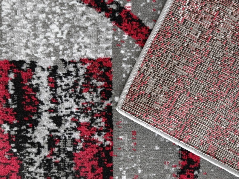Dywan BCF Soho 19 szaro czerwony geometryczny