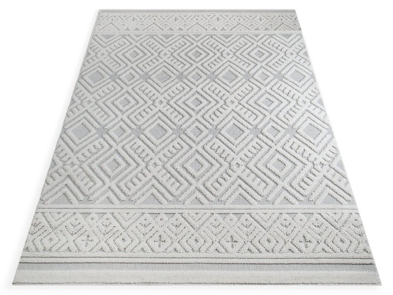 Dywan boho Dy/Didar7 srebrny geometryczny designerski