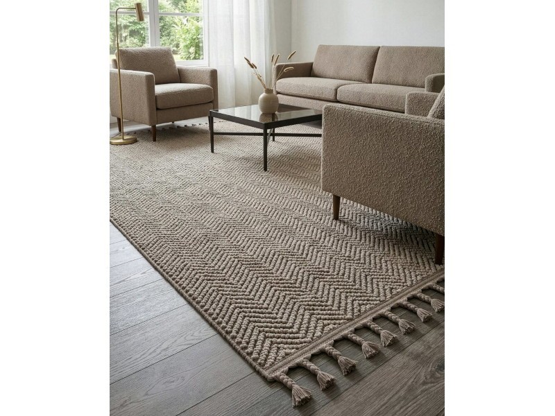 Dywan nowoczesny Linea5 Boho szarobeżowy geometryczny do salonu