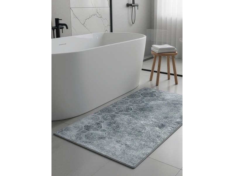 Dywan nowoczesny DY/LOTUS7 ornamenty srebrny szary do łazienki