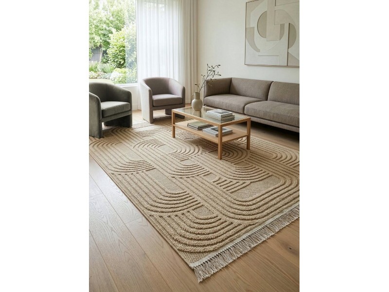 Dywan nowoczesny Linea2 Boho beżowy geometryczny do salonu