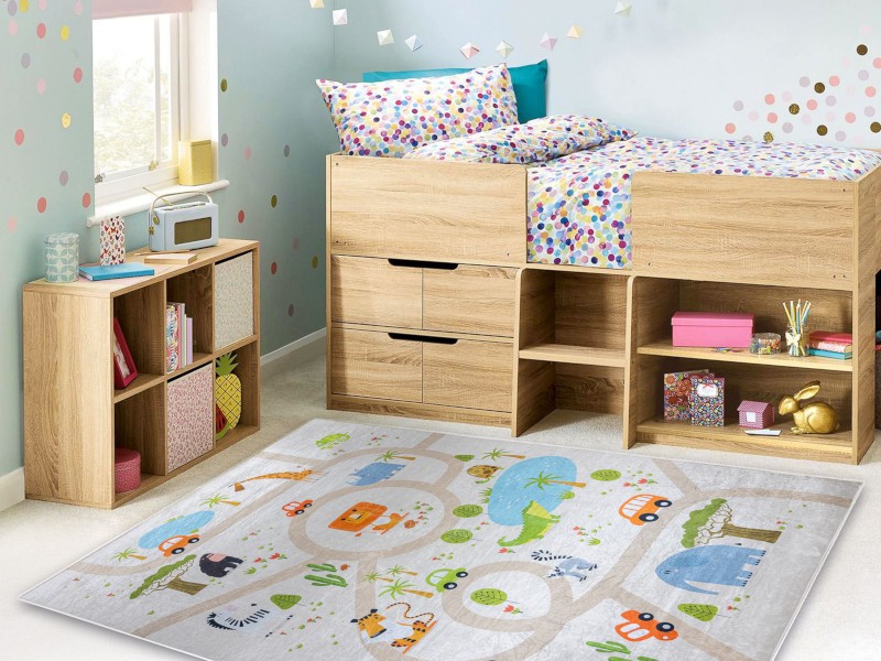 Dywan dla dzieci Bambino 50230 ulice drogi zoo antypoślizgowy