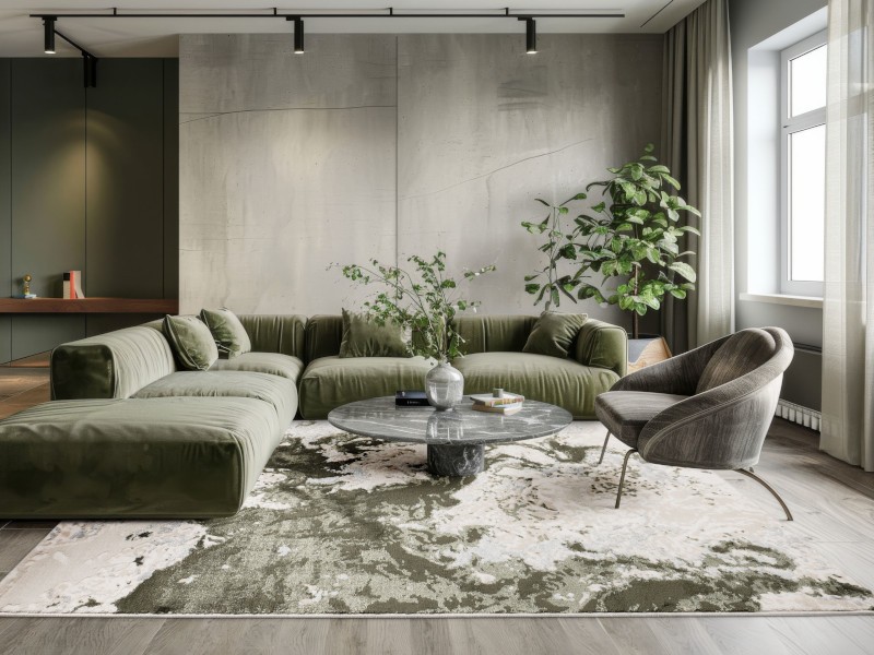 Dywan nowoczesny Stone kamień zielony glamour 3d do salonu