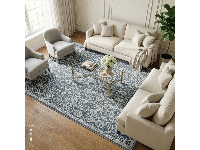 Dywan ekskluzywny Elora6 ciemnoniebieski ornamenty designerski do salonu