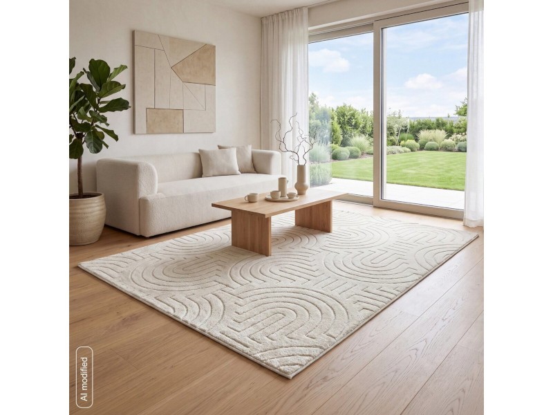 Dywan glamour Eurofirany Dy/Blink3 K kremowy geometryczny modny do salonu
