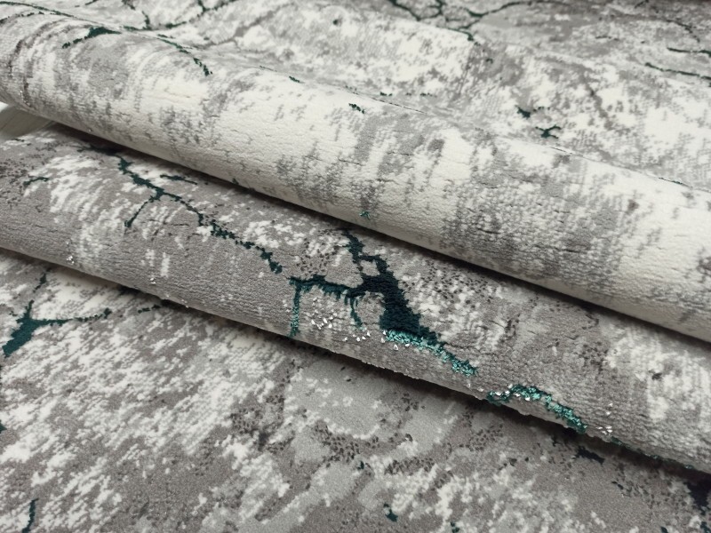 Dywan glamour Luna 4695B light grey / emerald
