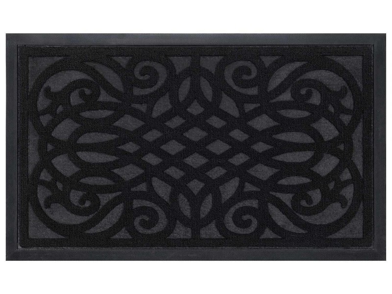 Wycieraczka tekstylno-gumowa do butów Tivoli ornament czarna z najazdem